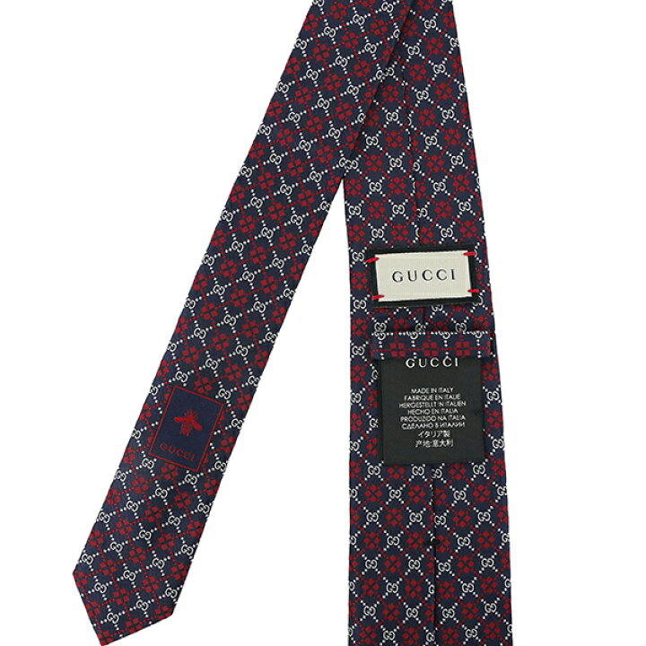 楽天市場】グッチ ネクタイ GGダイヤモンド シルク ネイビー レッド  