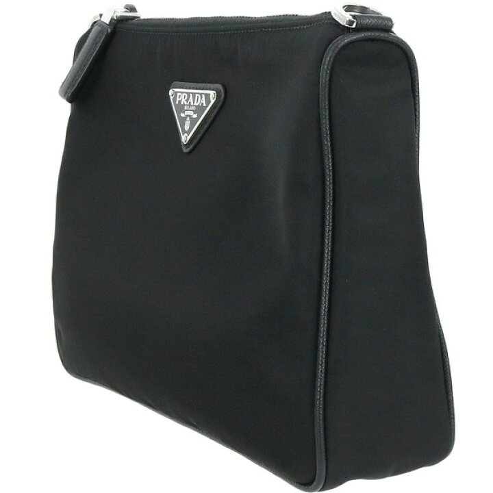 PRADA プラダ ナイロン ロゴプレート ショルダーバッグ ブラック 楽天 