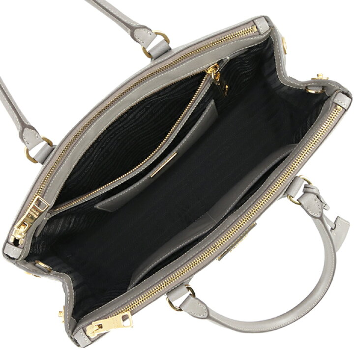 プラダ ハンドバッグ ガレリア サフィアーノ 三角ロゴ グレージュ 4693  