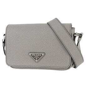 【未使用品】 プラダ ショルダーバッグ サフィアーノ レザー グレー 三角ロゴ トライアングル PRADA プラダ クロスボディバッグ メンズ レディース 本革 ミニバッグ ポシェット フラップ バック BAG ブランド プレゼント