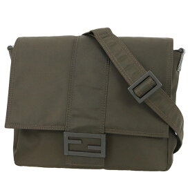 【10%OFF】 フェンディ ショルダー バゲット メッセンジャー ミディアム ナイロン レザー カーキ FFロゴ FENDI フェンディ バック メンズ レディース クロスボディ 軽量 軽い 通勤 通学 フラップ バック BAG 中古