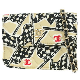 【5%OFF】 シャネル チェーンショルダーバッグ ミニ マトラッセキルティング チェッカーフラッグ キャンバス ベージュ ブラック シャネル チェーンバッグ CHANEL シャネル ショルダーバッグ ミニバッグ ポシェット フラップバッグ バッ
