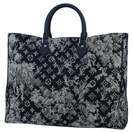 【未使用品】 ルイヴィトン トートバッグ グランサック モノグラム タペストリー ジャカード デニム キャンバス レザー ネイビー ルイヴィトン ビジネスバッグ LOUIS VUITTON ルイヴィトン ハンドバッグ メンズ ブックトート A4 花柄 ブランド 中古