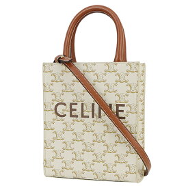 【美品】 セリーヌ ミニ バーティカル カバ トリオンフ キャンバス カーフレザー ホワイト 2WAYバッグ セリーヌ トートバッグ CELINE セリーヌ ショルダーバッグ セリーヌ ハンドバッグ レディース ミニバッグ ミニトート ハンドバック バック HANDBAG BAG ブランド 中古