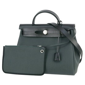 【超美品】 エルメス エールバッグジップ 31 / PM トワルミリタリー ヴァッシュハンター ブラック グレー系 シルバー金具 エルメス ショルダーバッグ 2WAYバッグ HERMES エルメス ハンドバッグ レディース キャンバス レザー ハンドバック バック BAG ブランド 美品 中古