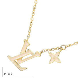 【新品】 ルイヴィトン ネックレス LV アイコニック エナメル GP ゴールド ホワイト / ピンク LVロゴ モノグラムフラワー LOUIS VUITTON ペンダント レディース LVサークルチャーム アクセサリー ブランド