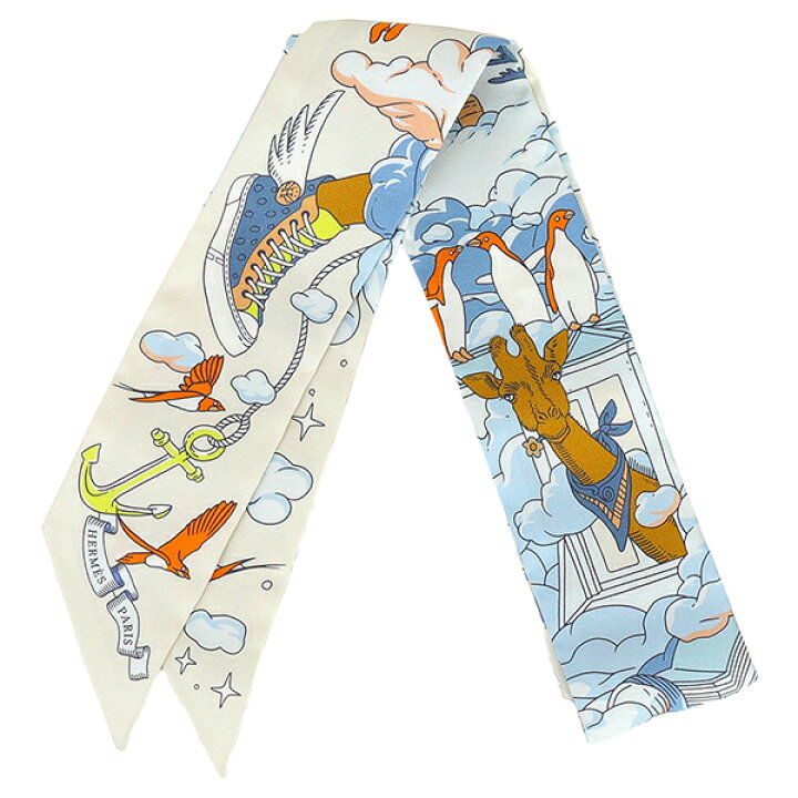 楽天市場】【新品】 エルメス ツイリー 私の雲 シルク クレーム ブルー  