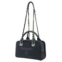 【10%OFF】 シャネル ショルダーバッグ ドーヴィル ボーリングバッグ スモール キャンバス レザー ネイビー シルバー金具 2WAYバッグ シャネル ハンドバッグ シャネル チェーンバッグ レディース ミニバッグ ハンドバック バック HANDBAG BAG ブランド