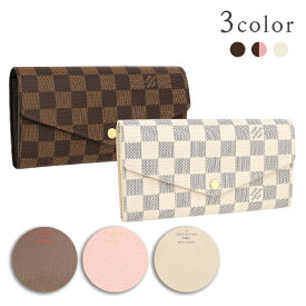 【新品】 ルイヴィトン 長財布 ポルトフォイユ サラ ダミエ エベヌ ／ アズール レザー 二つ折り長財布 LOUIS VUITTON ルイヴィトン 財布 レディース メンズ フラップウォレット 大容量 かぶせ 二つ折り財布 フラップ長財布 ブラウン ホワイト 白 ブランド