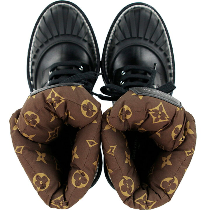 LOUIS VUITTON ルイヴィトン LVボブールライン モノグラム サイドゴア ショートブーツ シューズ 37 24cm レディース 【公式通販】 4055 未使用 ヴィトン LVボブールライン レザー ナイロン アンクルブーツ