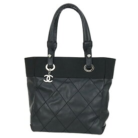 【美品】 シャネル パリビアリッツ トート PM コーティングキャンバス ナイロン レザー 黒 シャネル トートバッグ CHANEL シャネル ショルダーバッグ レディース マトラッセ キルティング シャネル ハンドバッグ ハンドバック バッグ バック HANDBAG BAG ブランド 中古