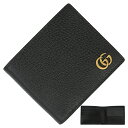 【10%OFF】 グッチ 二つ折り財布 コインウォレット GGマーモント カーフレザー ブラック 黒 GGロゴ コンパクト財布 GUCCI グッチ 財布 メンズ コインケース有り コンパクトウォレット ブランド