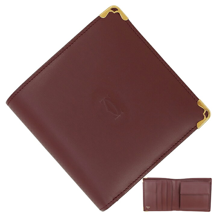 Cartier カルティエ マストライン 札入れ 折財布 ボルドー イタリア製  