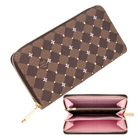 【新品】 ルイヴィトン 長財布 ジッピーウォレット ダミエ スタッズ フラワープリント ローズバレリーヌ ブラウン ピンク ルイヴィトン ラウンドファスナー長財布 LOUIS VUITTON ルイヴィトン 財布 レディース ラウンドジップ ロングウォレット ブランド