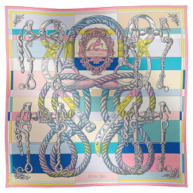 【新品】 エルメス スカーフ カレ 90 ダブルフェイス デッラカヴァッレリア シルク ローズボンボン ブルー イエロー HERMES エルメス カレ90 レディース シルクスカーフ 小物 大判 正方形 アクセサリー アパレル ブランド