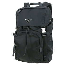 【5%OFFクーポン】 プラダ バックパック リナイロン サフィアーノ レザー ブラック 黒 三角ロゴ PRADA プラダ リュックサック ショルダーバッグ デイパック トライアングルロゴ 通勤 通学 ビジネスバッグ バック BAG 中古