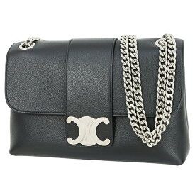 【超美品】 セリーヌ ショルダーバッグ ミディアム ヴィクトワール バッグ トリオンフ カーフレザー ブラック 黒 シルバー金具 セリーヌ チェーンバッグ CELINE セリーヌ クロスボディバッグ レディース 本革 チェーンショルダーバッグ セミショルダーバッグ ブランド 中古