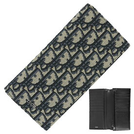 【10%OFF】 ディオール 長財布 バーティカル ロングウォレット オブリーク ジャカード キャンバス カーフレザー ベージュ ブラック 黒 ロゴ Dior ディオール 財布 メンズ レディース 二つ折り財布 二つ折り長財布 ブランド
