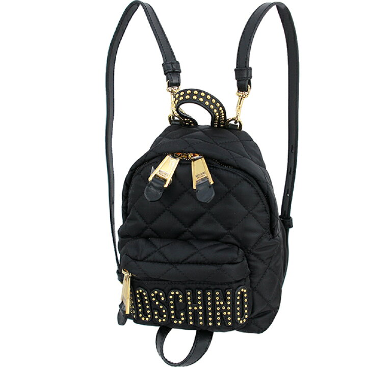 MOSCHINO】モスキーノリュック黒ゴールドブランドロゴ 