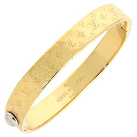 【美品】 ルイヴィトン ブレスレット カフ ナノグラム Sサイズ モノグラム GP メタル イエローゴールド LVロゴ LOUIS VUITTON ルイヴィトン バングル レディース メンズ 腕輪 アクセサリー Bracelet ブランド 中古