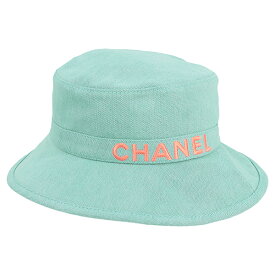 【5%OFF】 シャネル ハット CHANELロゴ Mサイズ コットン デニム アクアグリーン レディース シャネル 帽子 ロゴハット アパレル ブランド