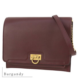 【5%OFFクーポン】 フェラガモ ショルダーバッグ ガンチーニ カーフ ワインレッド / バーガンディ ゴールド金具 フェラガモ フラップバッグ Salvatore Ferragamo フェラガモ チェーンバッグ チェーンショルダー ボルドー