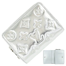 【10%OFF】 ルイヴィトン 二つ折り財布 ポルトフォイユ ルー クッサン LV SKI モノグラム エンボス ラム シルバー ルイヴィトン コンパクト財布 LOUIS VUITTON ルイヴィトン 財布 コンパクトウォレット ラウンドファスナ