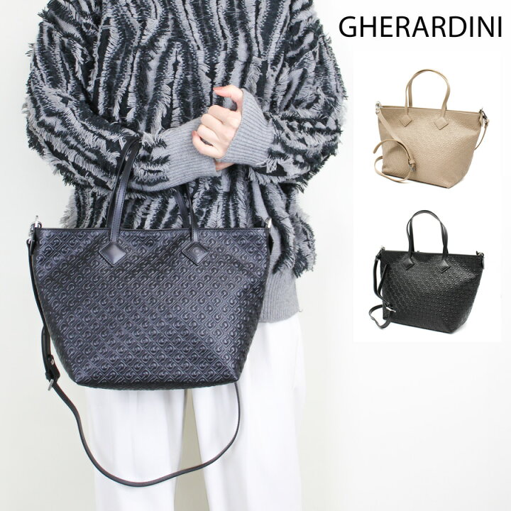 GHERARDINI ゲラルディーニ ソフトシェル×レザー ハンドバッグ 