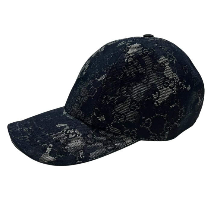 GUCCI グッチ 帽子 GG エンブロイダリー ナイロン キャップ ブラック 