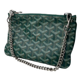 【中古】 GOYARD ゴヤール 化粧ポーチ ヘリンボーン チェーンショルダーポーチ グリーン 24025424 UY