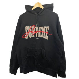 【中古】 SUPREME シュプリーム Embroidered Chenille Hooded 22SS Lサイズ ブラック パーカー フーディ メンズ 24011365DS