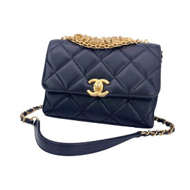 【中古】 CHANEL シャネル マトラッセ ミニフラップバッグ トップチェーン AS3239 CHANEL ロゴ ラムスキン ブラック GP金具 ショルダーバッグ レディース 23040836 HO