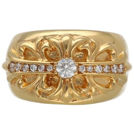 【中古】 CHROME HEARTS クロムハーツ フローラルクロスリング 22K パヴェダイヤ 指輪 アクセサリー メンズ レディース 25013602 AO