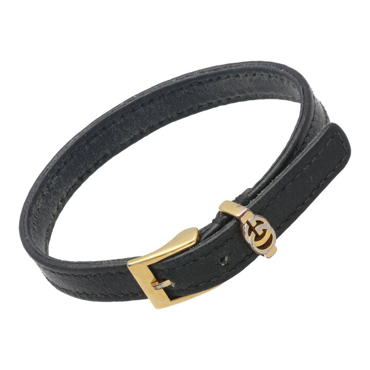 希少】GUCCIクリスタル ダブルG レザー ブレスレットブラック