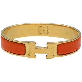 【中古】 HERMES エルメス エナメルブレスレット 《クリックH》 オレンジ ゴールド バングル クリッククラック 26020045 RS