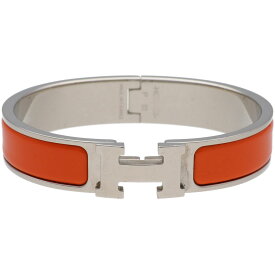 【中古】 HERMES エルメス エナメルブレスレット 《クリックH》 オレンジ シルバー バングル クリッククラック 26017628 RS