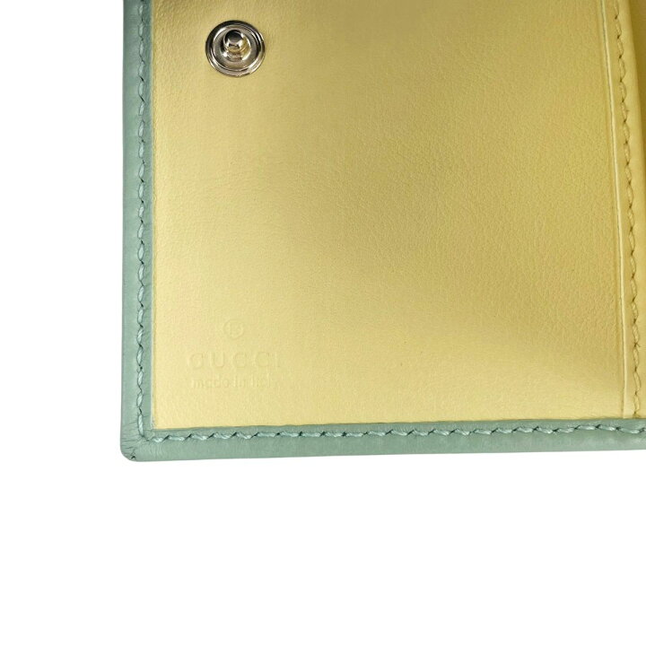 中古】 GUCCI グッチ ダブルGウォレット ライトグリーン 790063  