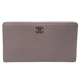 【中古】 CHANEL シャネル ロングウォレット キャビアスキン 長財布 ピンク 13番台 レディース 21019551 KJ