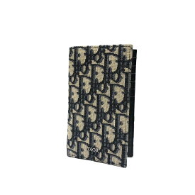 【中古】 Christian Dior クリスチャン・ディオール オブリーク バーティカル 2つ折りカードホルダー キャンバス ネイビー カードケース 2ESCH138YSE 24013457 HO