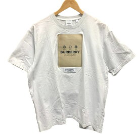 【中古】 BURBERRY バーバリー ロゴラベル オーバーサイズ Tシャツ 8057529 ホワイト Mサイズ 半袖 トップス 23032884DS