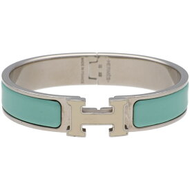 【中古】 HERMES エルメス エナメルブレスレット 《クリックH》 ライトブルー シルバー ホワイト バングル クリッククラック 26014793 RS