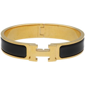 【中古】 HERMES エルメス エナメルブレスレット 《クリックH》 ブラック ゴールド バングル クリッククラック 26015568 RS