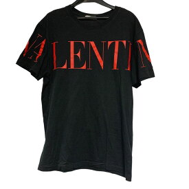 【中古】 VALENTINO ヴァレンティノ Tシャツロゴプリント ブラック レッドロゴ サイズM 半袖 バレンチノ メンズ 23036184 MY