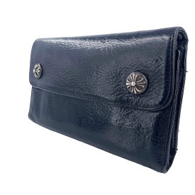 【中古】 CHROME HEARTS クロムハーツ メンズ 財布 WAVE WALLET ウェーブウォレット ブラック 三つ折り クロスボール 19018387MY