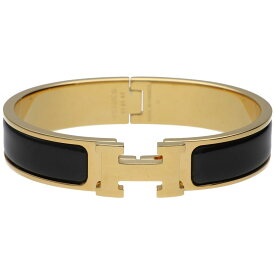 【中古】 HERMES エルメス エナメルブレスレット 《クリックH》 ブラック ゴールド バングル クリッククラック 26020137 RS