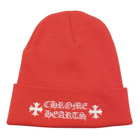 【中古】 CHROME HEARTS クロムハーツ WOOL WATCH CAP ウールワッチキャップ ロゴ刺繍ビーニー オレンジ CHプラス ニット帽 帽子 25032575DS