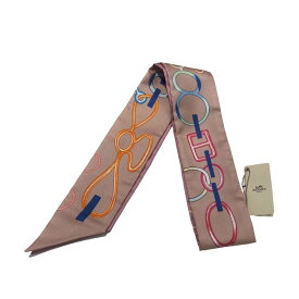 【中古】 HERMES エルメス ツイリー スカーフ ドレ・バングル DO RE BOUCLES　ローズプードルー ピンク 春夏 シルク 未使用品 23035497 NT