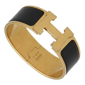 【中古】 HERMES エルメス Hブレスレット クリッククラック GM 黒 ゴールド ワイド ※訳あり 23046107 RS