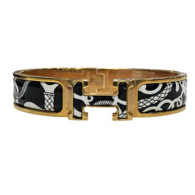 【中古】 HERMES エルメス ブレスレット クリッククラック PM ゴールドxブラック バングル ポジティフ・ネガティフ 24002909 SA
