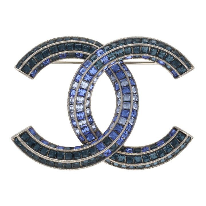 CHANEL ラパウザラインストーンブルーCCマークブローチ未使用美品 
